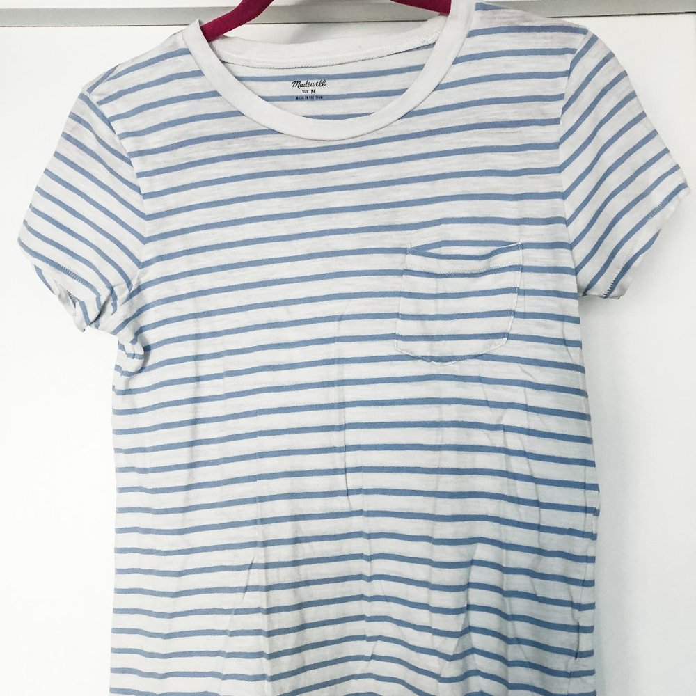 MADEWELL Women's Blue and White Striped Tee